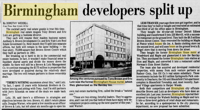 Birmingham House - 1984 Developers Article